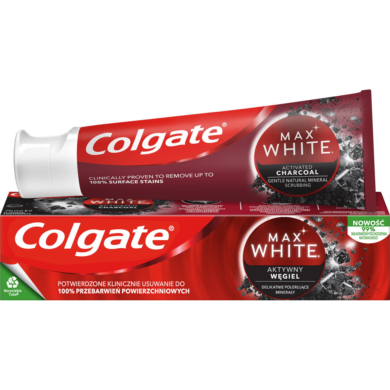 Зубная паста Colgate Max White Charcoal Optic White Отбеливающая с углем 75 мл (8718951250017)