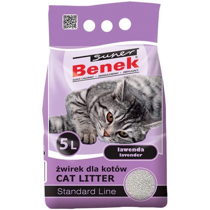 Наповнювач для туалету Super Benek Бентонітовий стандартний з ароматом лаванди 5 л (5905397010074)