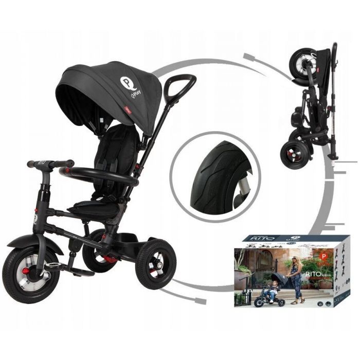 Дитячий велосипед QPlay Rito Rubber Black складаний триколісний (S380-10BlackRubber) зображення 4