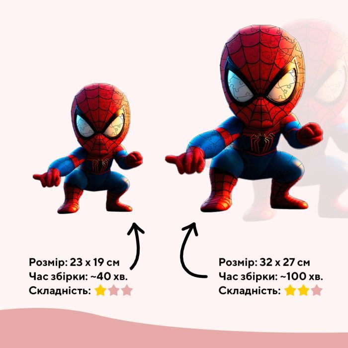 Пазл Ukropchik деревянный Супергерой Спайди size - M в коробке с набором-рамкой (Spider-Man Superhero A4) изображение 2