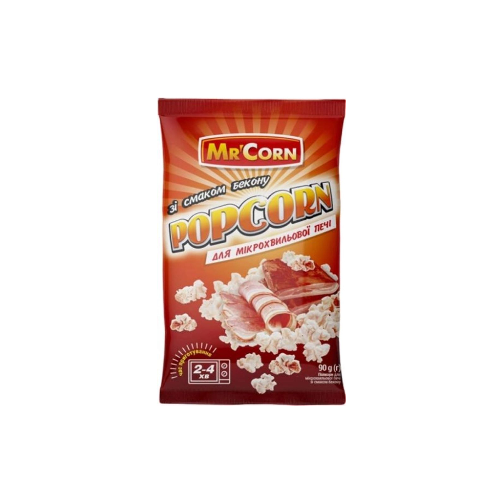 Попкорн Mr'Corn зі смаком бекону для мікрохвильової печі 90 г (4820183270504)
