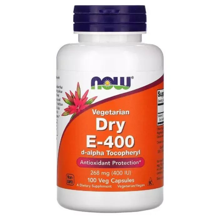 Витамин Now Foods Витамин E-400, 400 МЕ, Vegetarian Dry E-400, 100 вегетарианских капсул (NOW-00850)