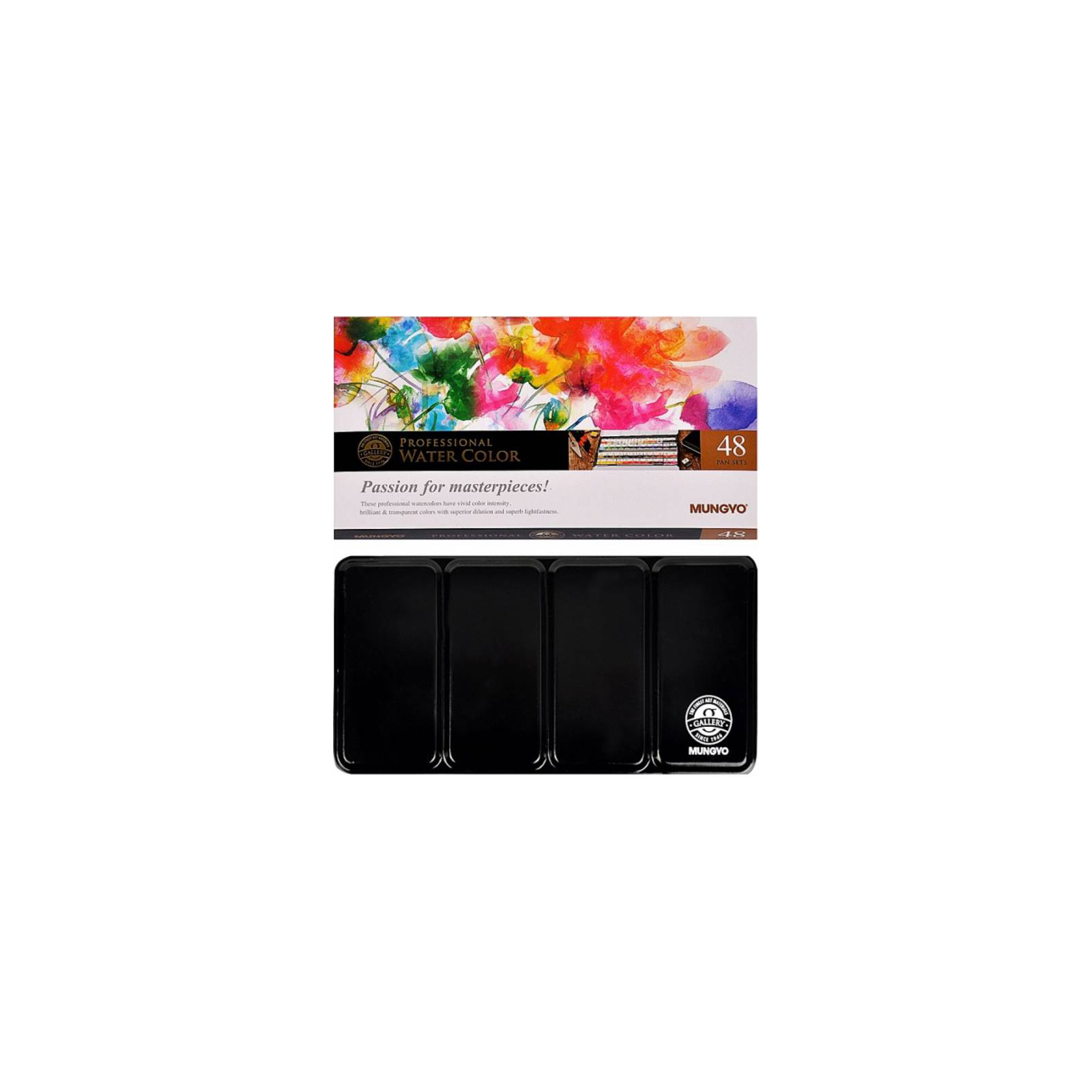 Акварельні фарби MUNGYO Gallery 48 кольорів в напівкюветах металевий пенал (8804819109488)