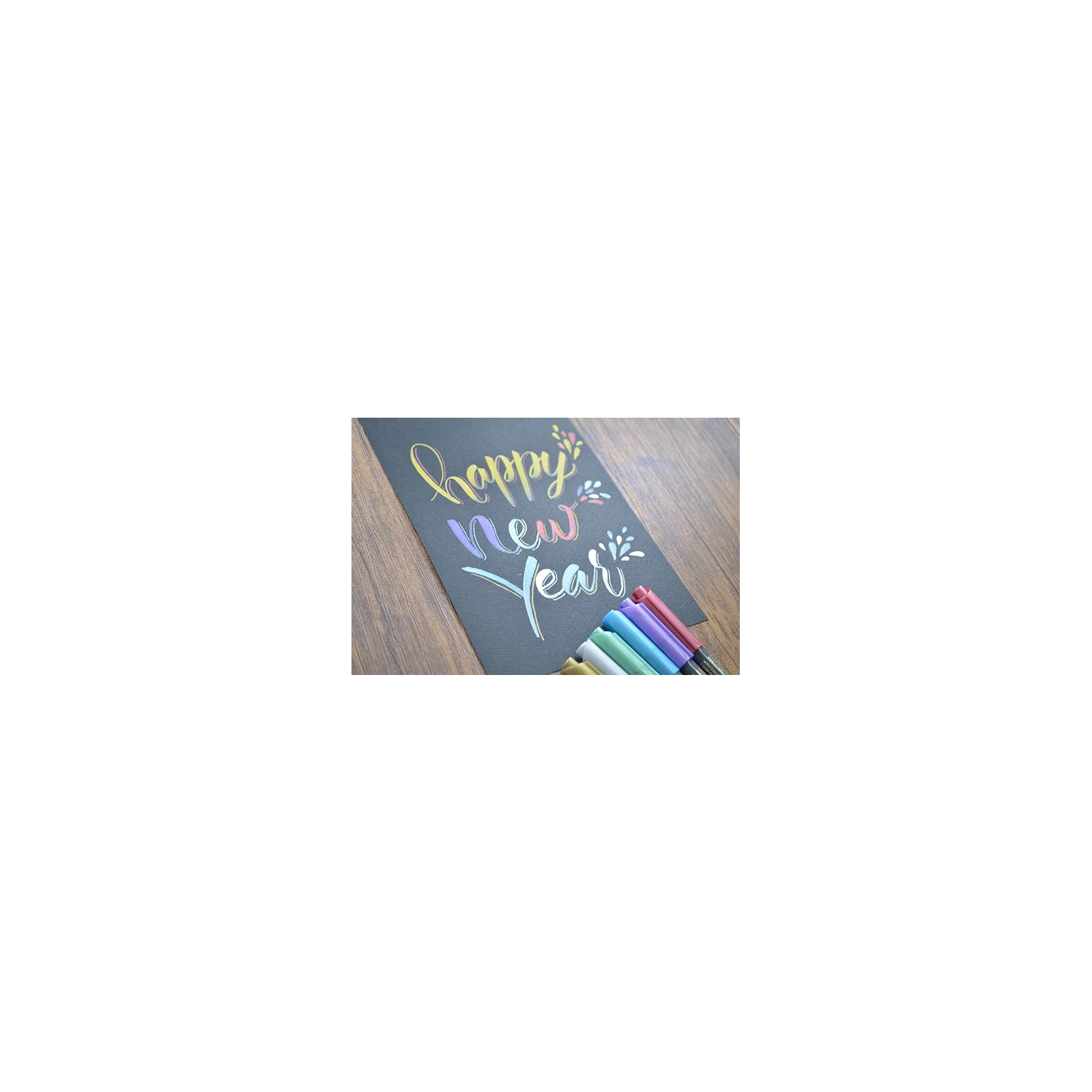 Маркер Marvy Набор маркеров на водной основе Opaque Brush, металлики, 6 цветов (752481951820) изображение 4