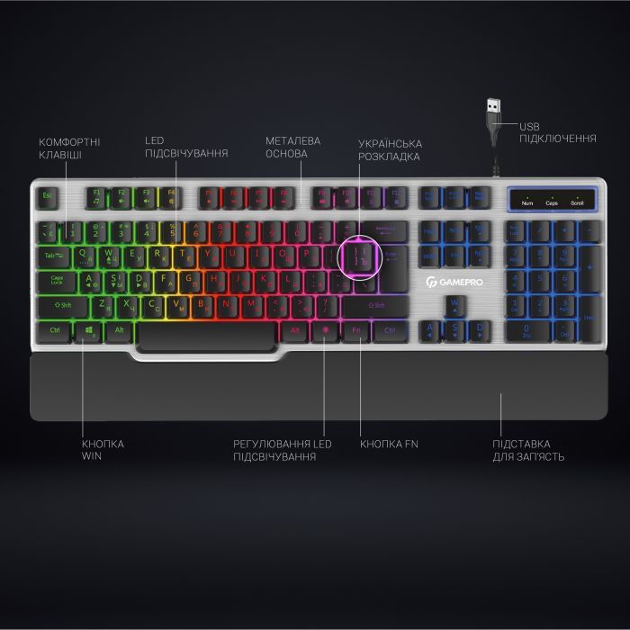Клавиатура GamePro GK599 Stinger USB Grey (GK599) изображение 4