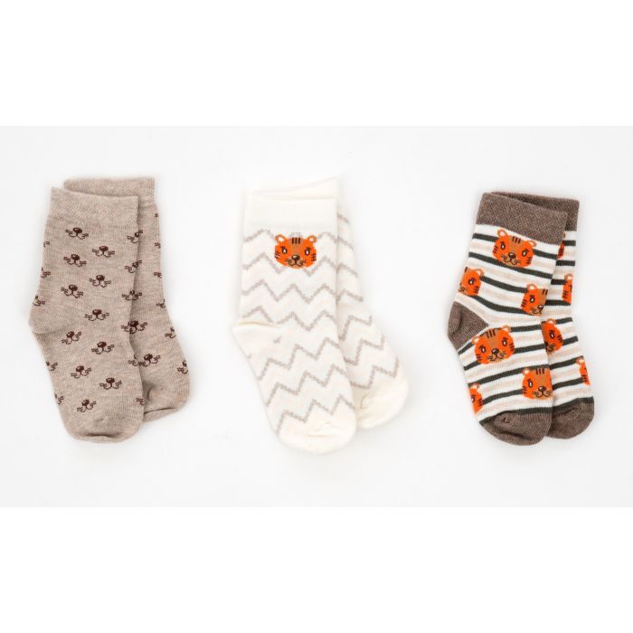Шкарпетки дитячі Bross з тигриками (22887-0-6B-beige) зображення 3