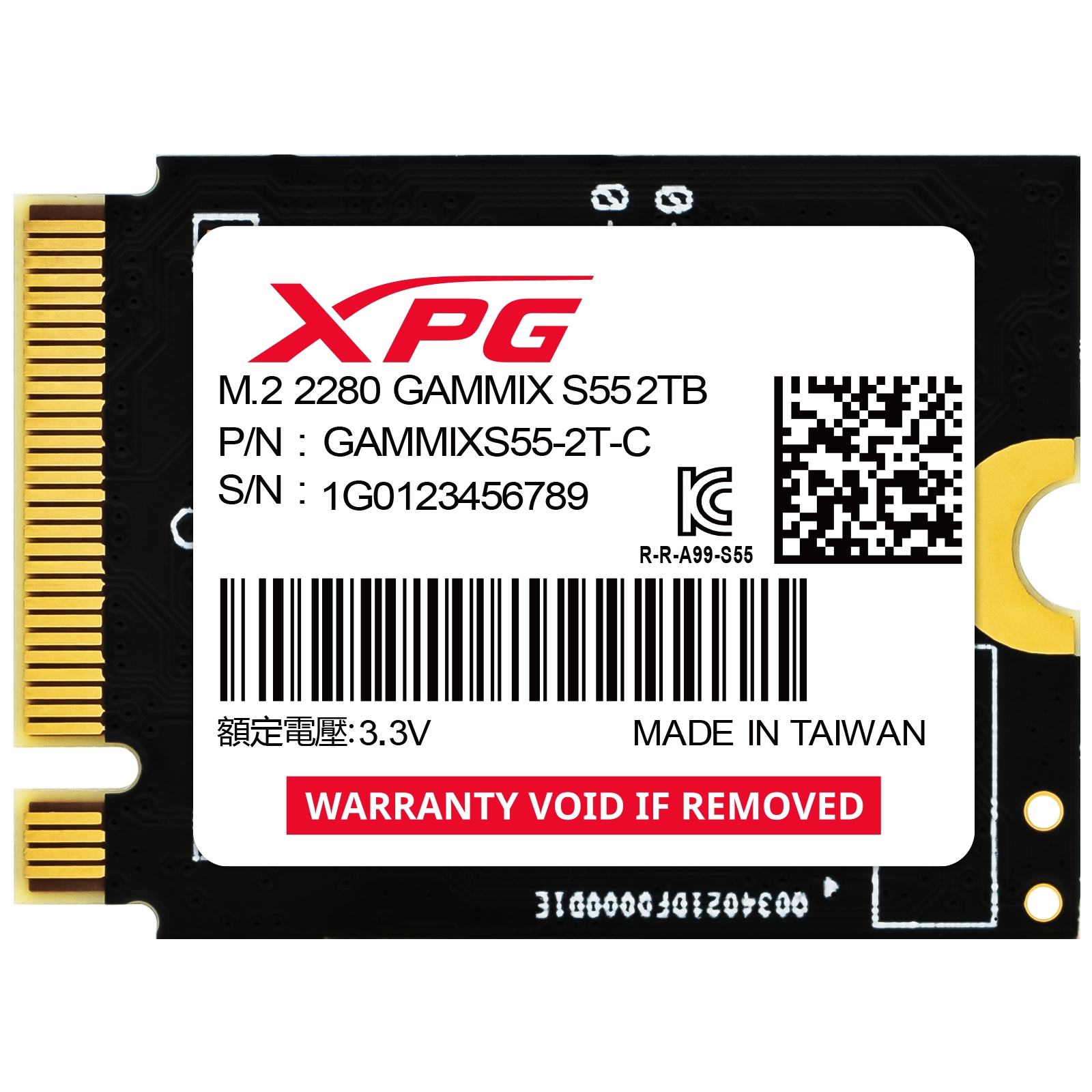Накопичувач SSD M.2 2230 512GB GAMMIX S55 ADATA (SGAMMIXS55-512G-C) зображення 2