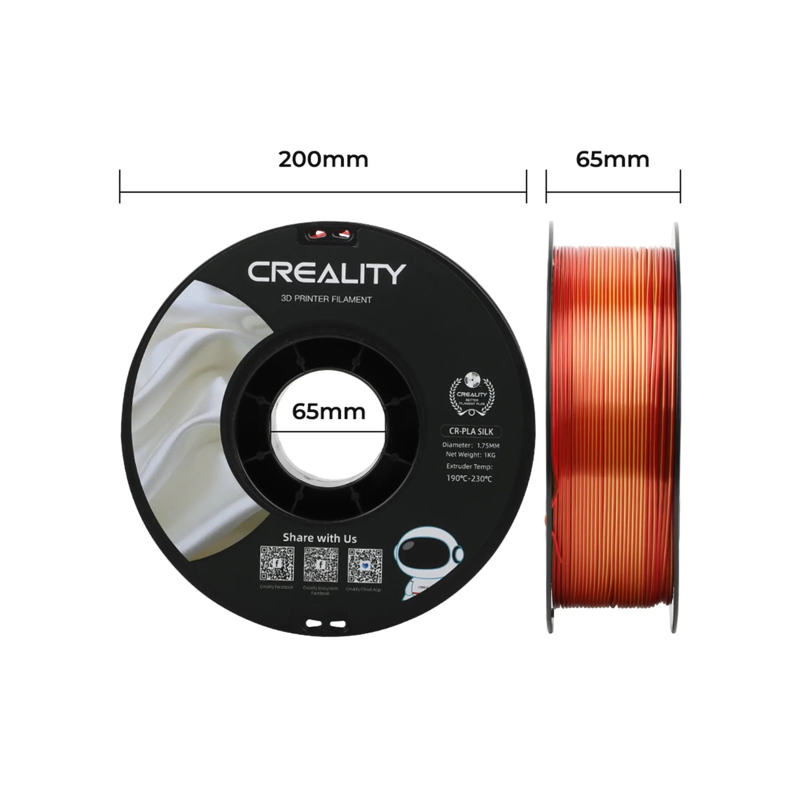 Пластик для 3D-принтера Creality PLA silky shine 1кг, 1.75мм, red gold (3301120009) зображення 7