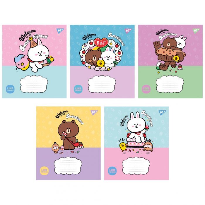 Зошит Yes Line Friends. Sweetieland 12 аркушів клітинка (766921)