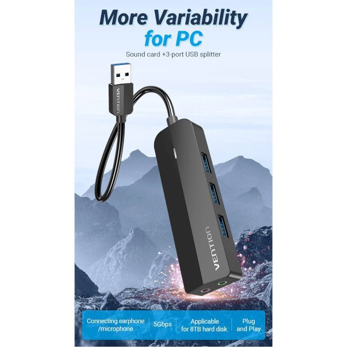 Концентратор VENTION USB 3.0 to 3хUSB 3.0/2хTRS Audio/USB Micro 1.0m (CHIBF) изображение 8