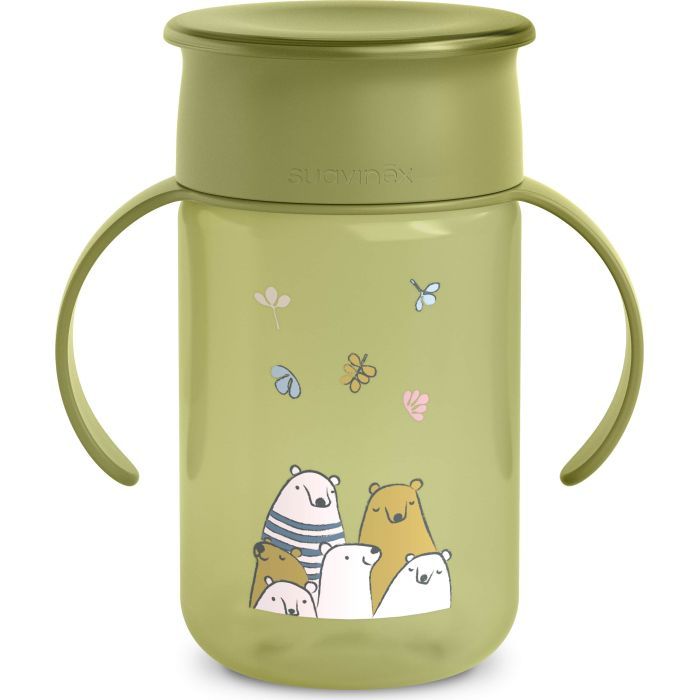Поїльник-непроливайка Suavinex Bear Family 340 мл, +12 міс. зелена (402647)