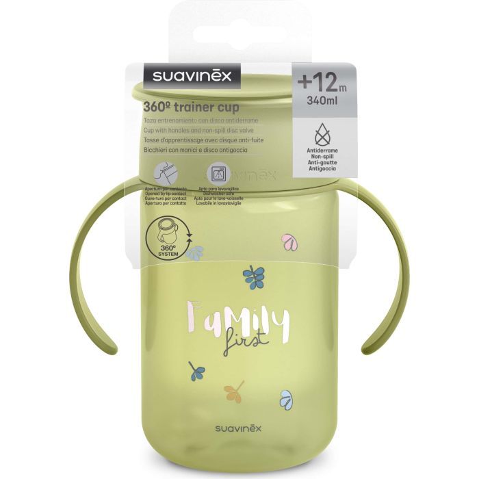 Поїльник-непроливайка Suavinex Bear Family 340 мл, +12 міс. зелена (402647) зображення 3