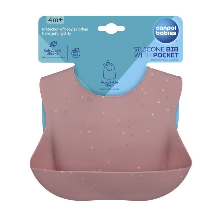 Нагрудничок Canpol babies DOTS силіконовий з кишенькою, сірий (51/029_grey) зображення 2