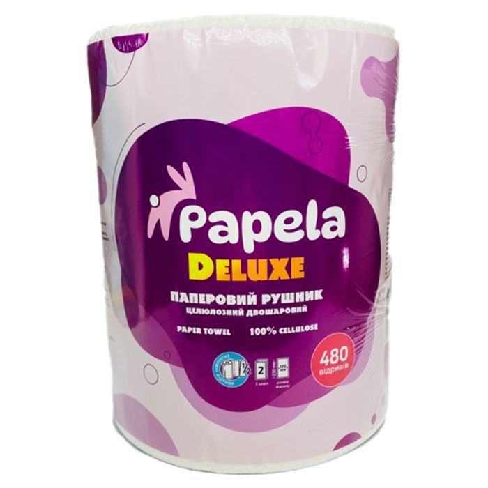 Бумажные полотенца Papela DeLuxe 2 слоя 480 отрывов 1 рулон (4820270940112)