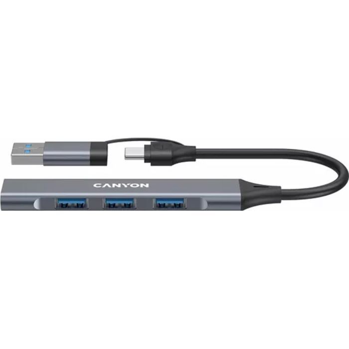 Концентратор Canyon hub DS-02 4in1 USB-A/C Grey (CNS-TDS02G)