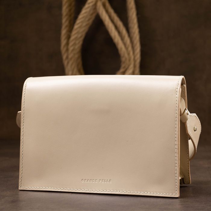 Сумка Grande Pelle Из натуральной кожи Бежевая (11568) изображение 10