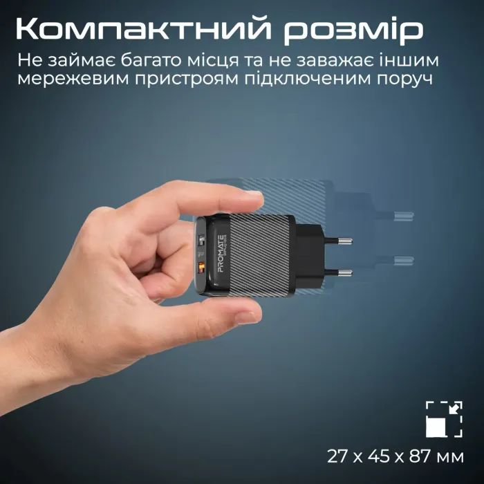 Зарядний пристрій Promate biplug-qc3.eu-bk зображення 7