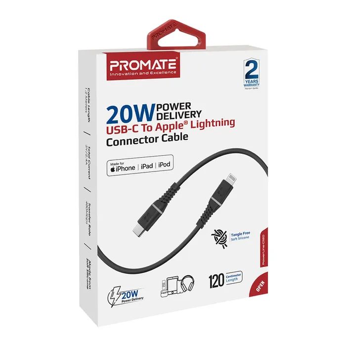 Дата кабель USB-C to Lightning 1.2m Promate (powerline-ci120.blue) изображение 2