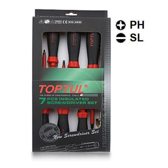 Набір викруток Toptul діелектричних (1000V) 7шт. (GAAE0704)