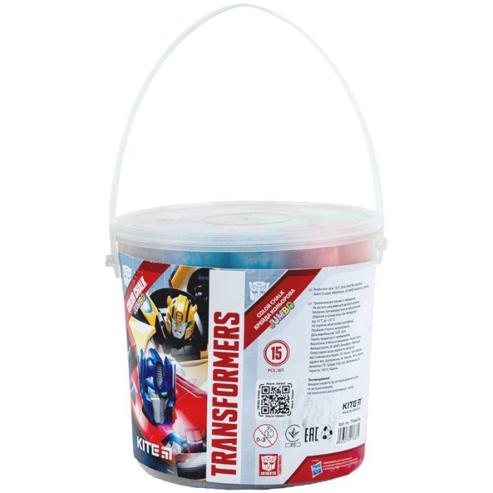 Мел Kite цветные Jumbo Transformers, 15 штук в ведерке (TF24-074)