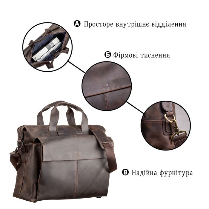Сумка Shvigel Кожаная Коричневая (11119) изображение 4