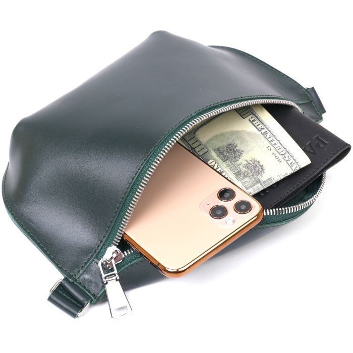 Сумка Shvigel Кожаная на пояс Зеленая (16390) изображение 6