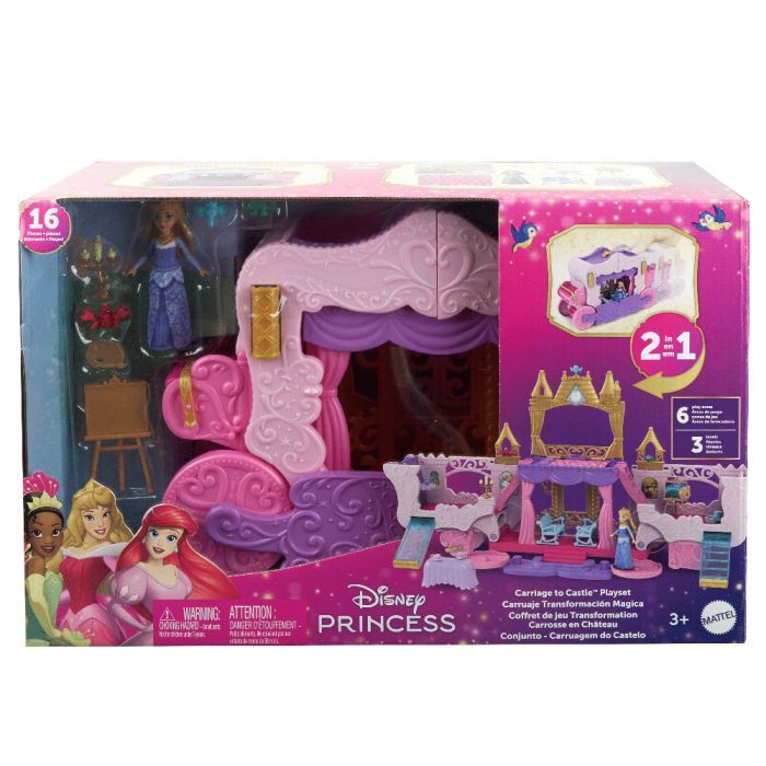 Лялька Disney Princess Карета-замок з міні-лялькою Аврора 2 в 1 (HWX17) зображення 4