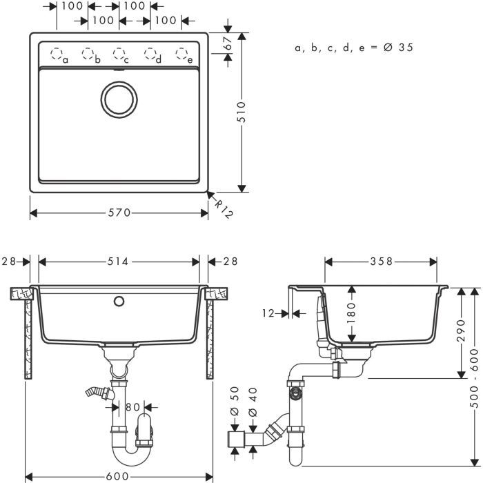 Мойка кухонная Hansgrohe S520-F510 + зміш. Talis M54 (43359670) изображение 6
