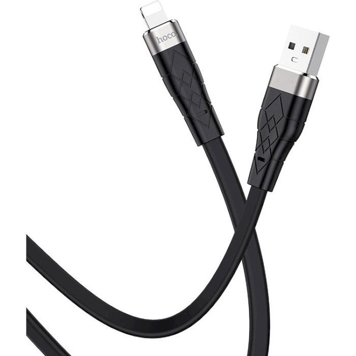 Дата кабель USB 2.0 AM to Lightning 1.0m 2.4A silicone X53 black HOCO (6931474738059) изображение 2