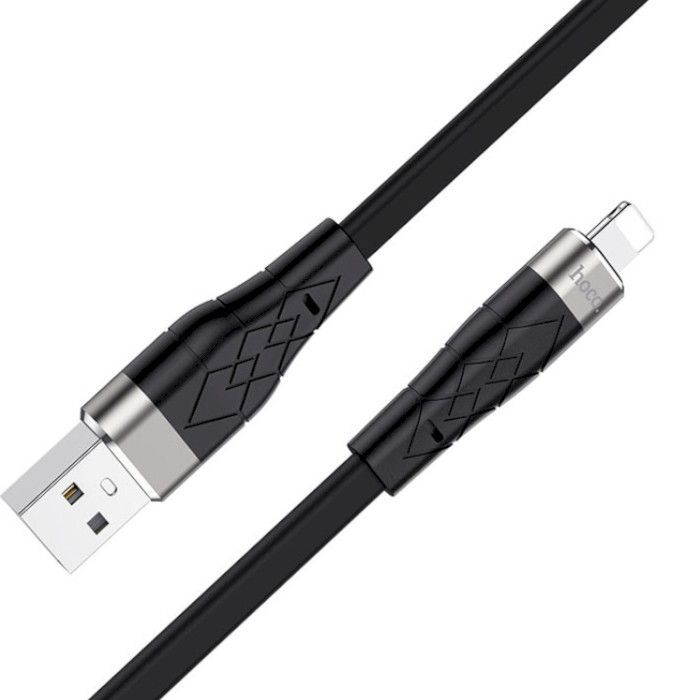 Дата кабель USB 2.0 AM to Lightning 1.0m 2.4A silicone X53 black HOCO (6931474738059) изображение 3