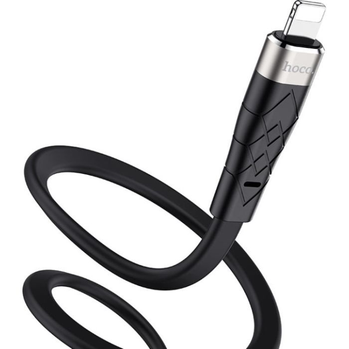 Дата кабель USB 2.0 AM to Lightning 1.0m 2.4A silicone X53 black HOCO (6931474738059) изображение 4