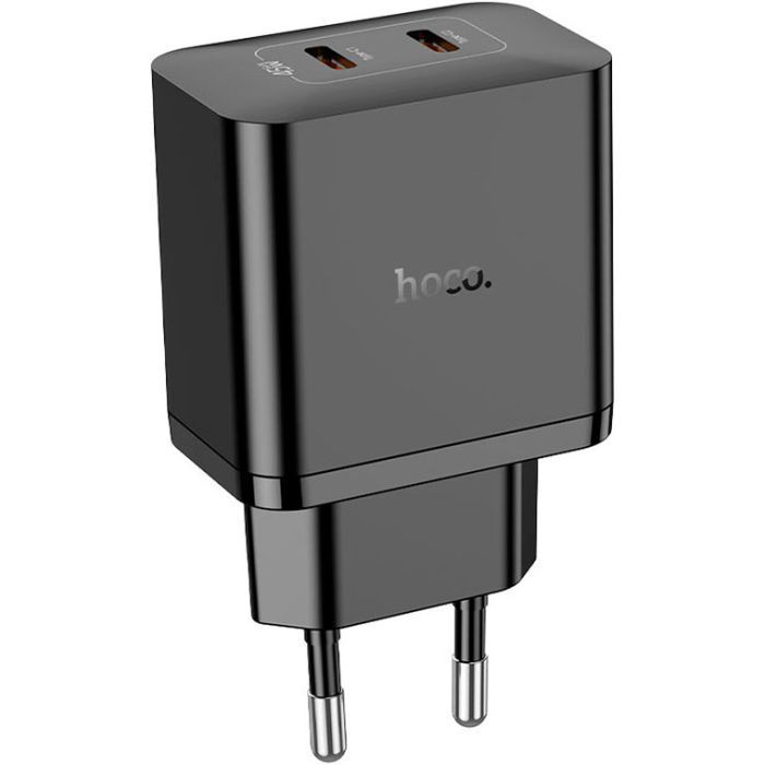 Зарядное устройство HOCO N35 Streamer 2xUSB-C PD45W GaN Black (6931474797193) изображение 3