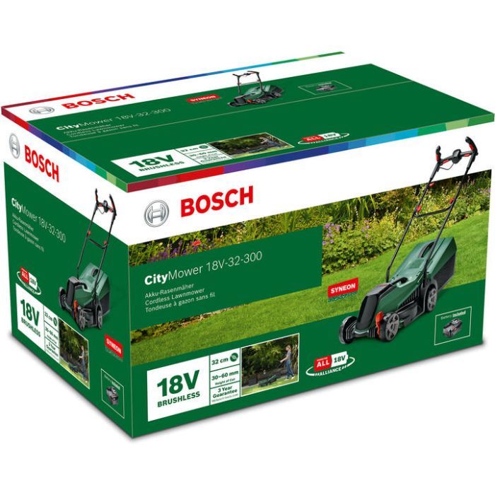 Газонокосилка Bosch CityMower 18V-32-300 18V, 4Ah, 34см, 31л, 30-60мм 9.4кг (0.600.8B9.A07) изображение 3