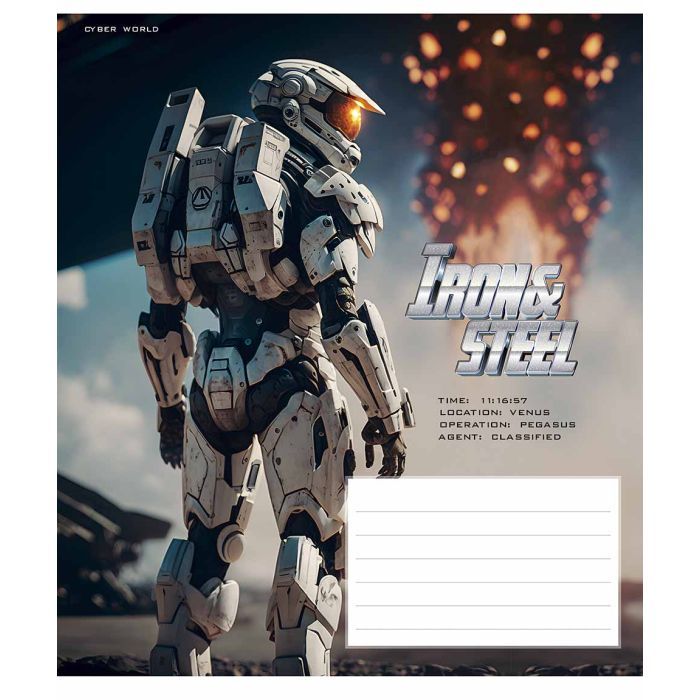 Зошит Школярик Iron&Steel 12 аркушів клітинка (012-3284K) зображення 3