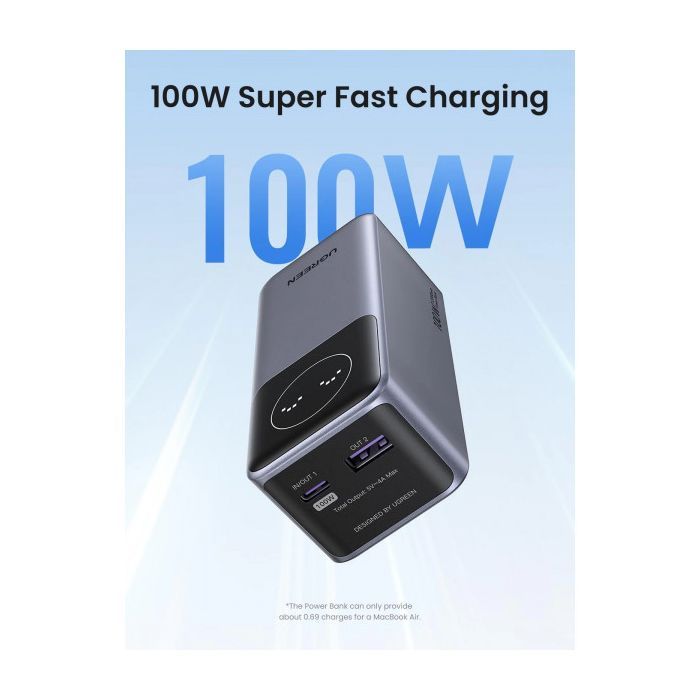 Батарея универсальная Ugreen 12000mAh 100W PD, QC, USB-A, USB-С in/out Grey (PB724) (35526B) изображение 2