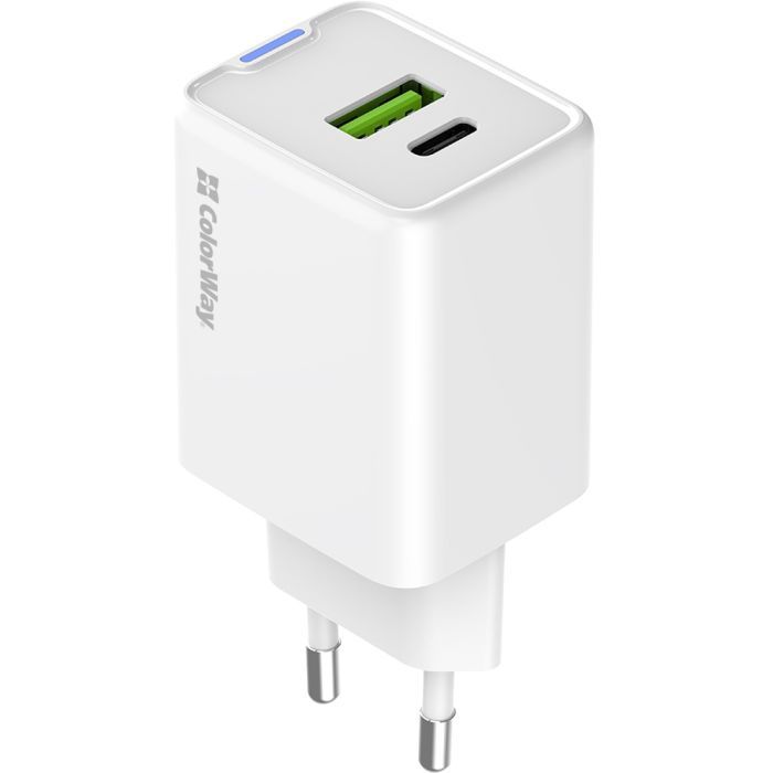 Зарядний пристрій ColorWay C101E GaN Mini 45W PD PPS USB-C + USB-A QC4.0 white (CW-CHS060PD-WT) зображення 2