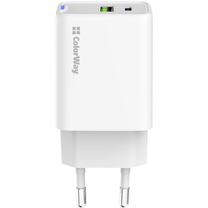 Зарядний пристрій ColorWay C101E GaN Mini 45W PD PPS USB-C + USB-A QC4.0 white (CW-CHS060PD-WT) зображення 3