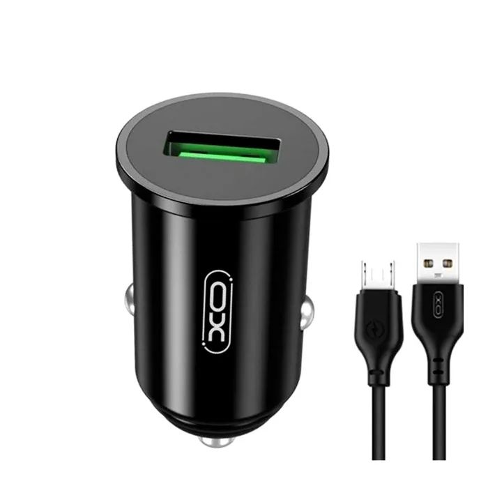 Зарядное устройство XO USB QC3.0 18W + cable USB to Micro 5P black (TZ12-M-BK)