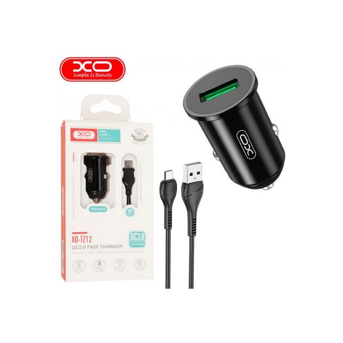 Зарядное устройство XO USB QC3.0 18W + cable USB to Micro 5P black (TZ12-M-BK) изображение 2