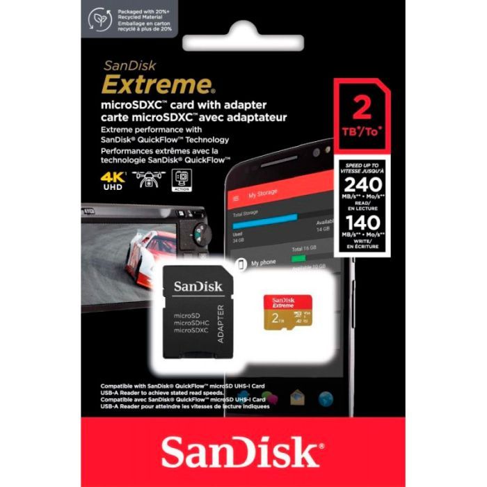 Карта памяти SanDisk 2TB microSDXC class 10 UHS-I U3 V30 A2 Extreme (SDSQXAV-2T00-GN6MA) изображение 3