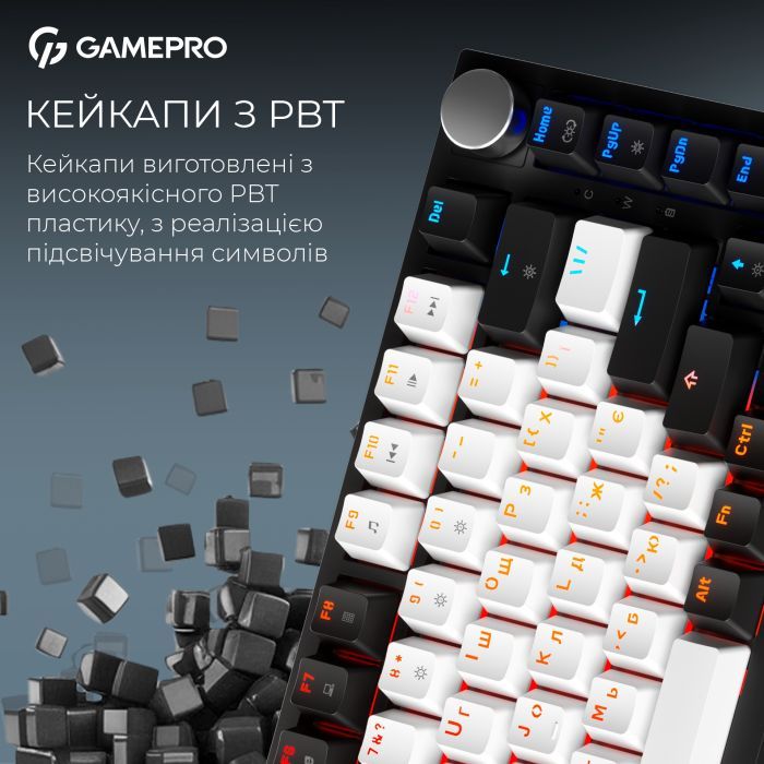 Клавіатура GamePro Asgard Valhalla MK160W Pro 75 RGB Wireless/Bluetooth/USB White (MK160W Pro) зображення 7
