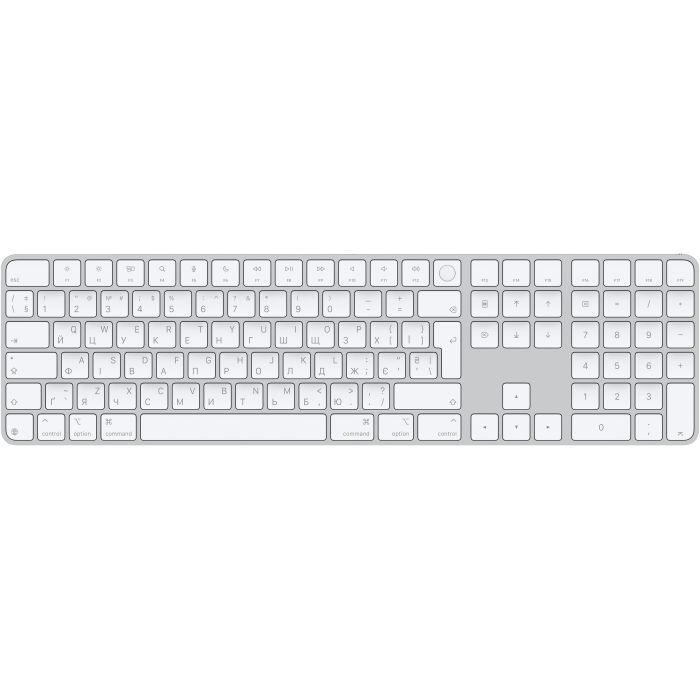 Клавіатура Apple Magic Keyboard with Touch ID Bluetooth/USB UA White (MXK73UA/A)