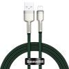 Дата кабель USB 2.0 AM to Lightning 2.0m 2.4A metal green Baseus (CALJK-B06)