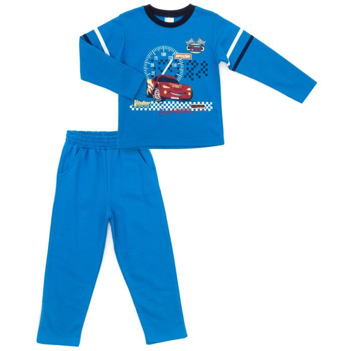 Пижама детская Bimbi утепленная с машиной (1816-128B-blue)