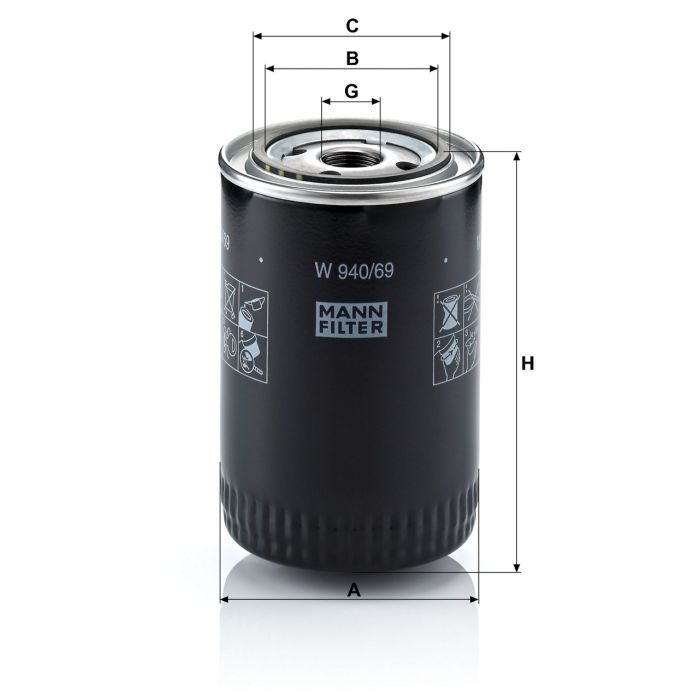 Фільтр масляний Mann W940/69 зображення 2