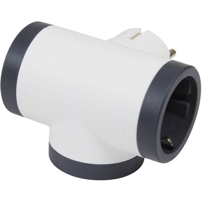 Сетевой разветвитель LEGRAND ПРЕМІУМ 3х2К+З бокові розетки, колір Білий/Чорний (694520)