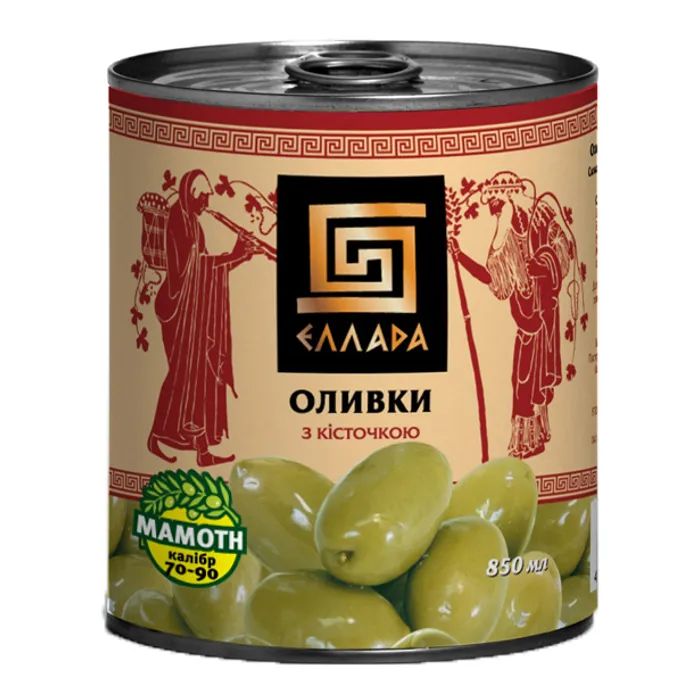 Овощная консервация Ellada Mamoth Оливки зеленые с косточкой 850 мл ж/б ключ (4820104250561)