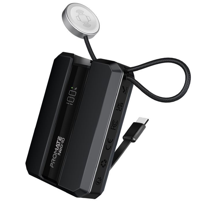 Батарея універсальна Promate 10000mAh PD/30W, iWatch charging (neo-10.black)