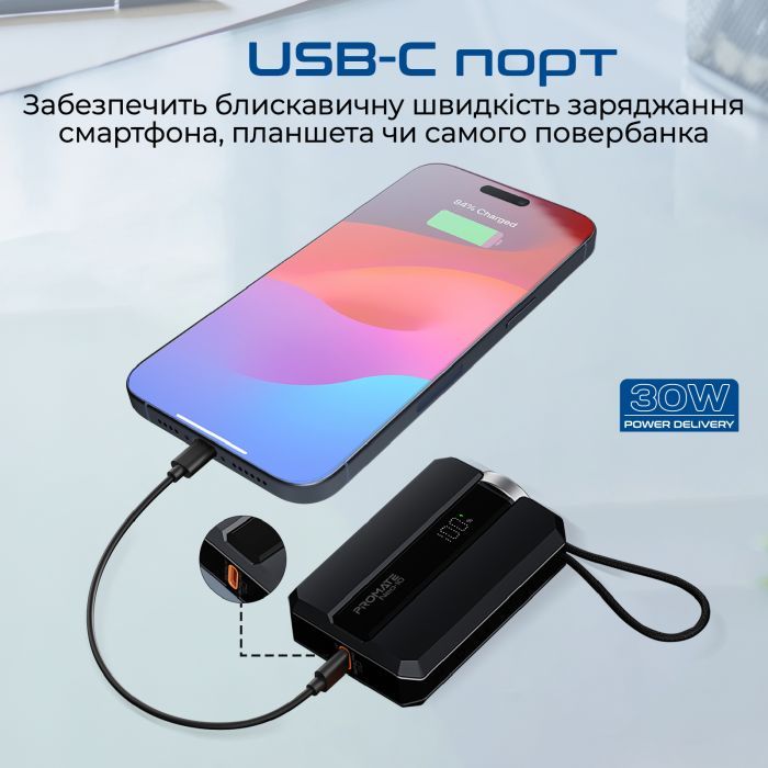 Батарея універсальна Promate 10000mAh PD/30W, iWatch charging (neo-10.black) зображення 6