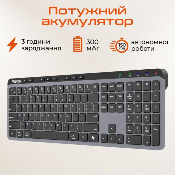 Клавиатура Meetion WK330 Wireless/Bluetooth Black (MT-WK330-A-RUA) изображение 5